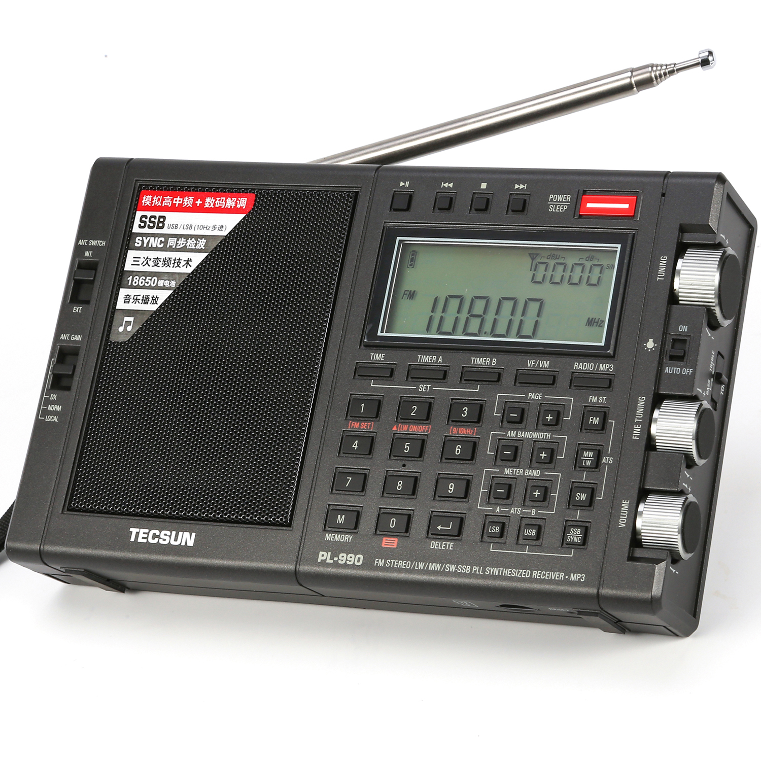 EnergyPower TECSUN PL-365 SSB・長波対応 デジタルDSPポケット短波ラジオ 超小型 長・中波用外付アンテナ